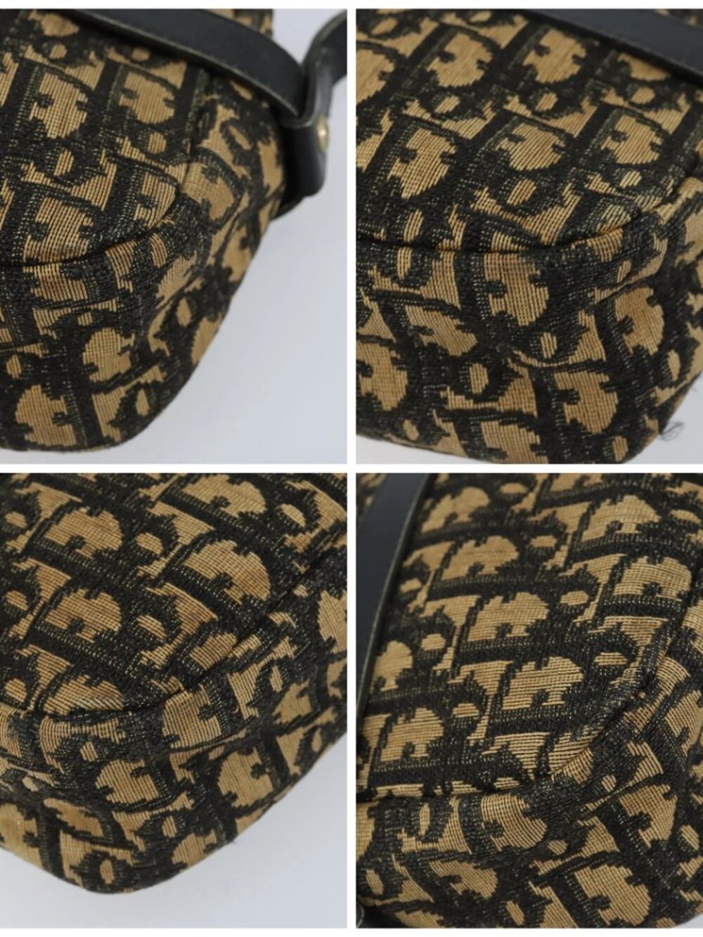 Christian Dior Trotter Canvas Shoulder Bag Navy Gold Auth 173214 - Picture 10 of 11